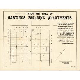 Plan of Hastings Building Allotments (Heretaunga St)