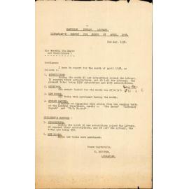 Hastings Public Library Monthly Reports 1938