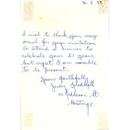 RSVP Letter to Hastings Club