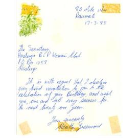 RSVP Letter to Hastings Club