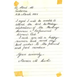 RSVP Letter to Hastings Club