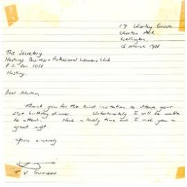 RSVP Letter to Hastings Club