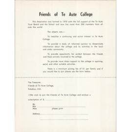 Friends of Te Aute College Form