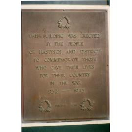 War Memorial Library Plaque