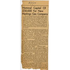 Hastings Gas Company Newspaper Clipping
