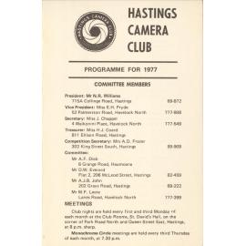 Hastings Camera Club Programme 1977