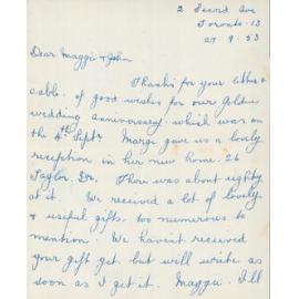 Letter to Maggie and John Holmes