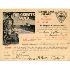 Church Army Crusade Memorial Card