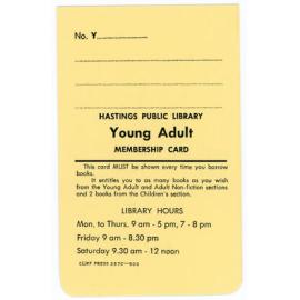Hastings Library YA Membership Card