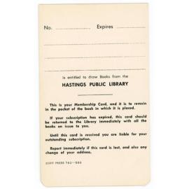 Hastings Public Library Card
