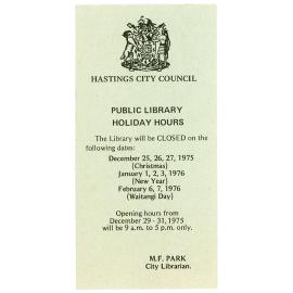 Public Library Holiday Hours