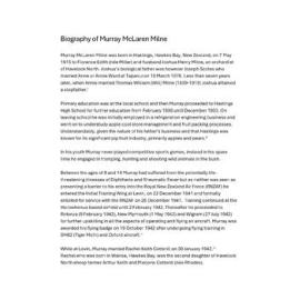 Biography of Murray McLaren Milne