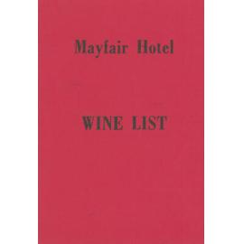 Mayfair Hotel Wine List Cover