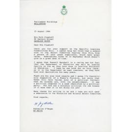 Correspondence to Mrs Ruth Flashoff
