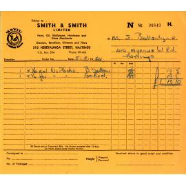 Receipt from Smith & Smith Ltd to Miss J Ballantyne