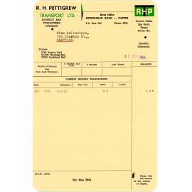 Pettigrew Transport Ltd Invoice