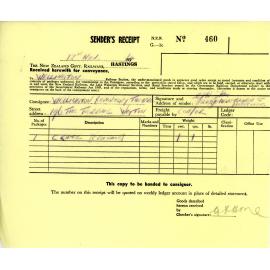 New Zealand Railways Senders Receipt 