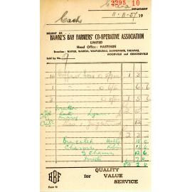 Hawke's Bay Farmers Receipt 