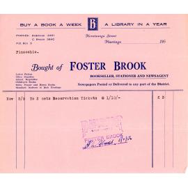 Foster Brook Receipt for Ballantyne Recital