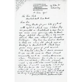 J.W. Chapman-Taylor letter to Havelock North Town Clerk.