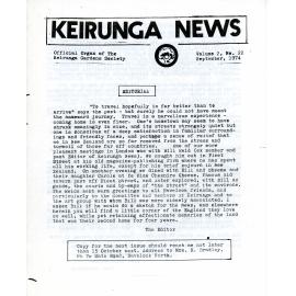 Keirunga News, Vol.2 No.22. September 1974