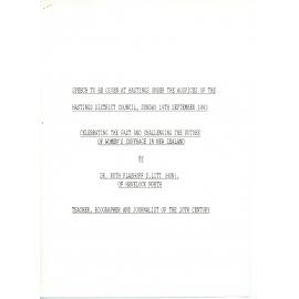 Speech to be Given by Ruth Flashoff