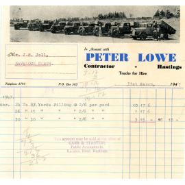 Peter Lowe Contractor Invoice for Mr. J. H. Joll.