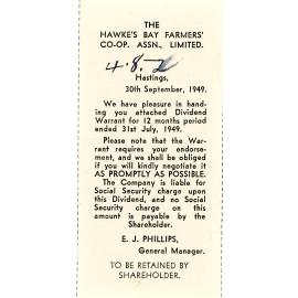 Hawke's Bay Farmers' Co-operative Dividend Notice