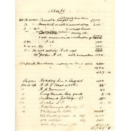 Handwritten List of Assets