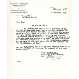 Letter from Parkinson and Holderness to J. H. Joll Regarding Land Purchase by Mr. Fowler