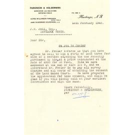 Letter from Parkinson and Holderness to J. H. Joll Regarding Land Purchase by Mr. Fowler