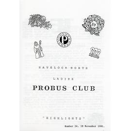 Ladies Probus Club of Havelock North "Highlights" Number 14. 18 November 1991
