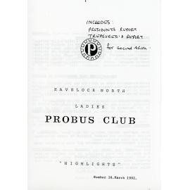 Ladies Probus Club of Havelock North "Highlights" Number 16. March 1992
