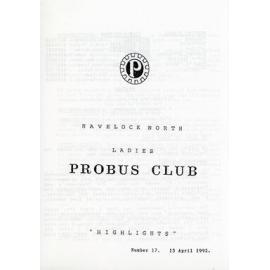 Ladies Probus Club of Havelock North "Highlights" Number 17. 13 April 1992