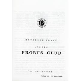 Ladies Probus Club of Havelock North "Highlights" Number 19. 15 June 1992