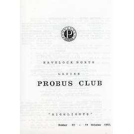 Ladies Probus Club of Havelock North "Highlights" Number 23. 19 October 1992