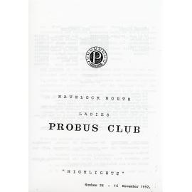 Ladies Probus Club of Havelock North "Highlights" Number 24. 16 November 1992