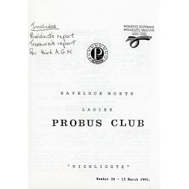 Ladies Probus Club of Havelock North "Highlights" Number 26. 15 March 1993
