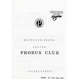 Ladies Probus Club of Havelock North "Highlights" Number 29. 21 June 1993
