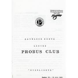 Ladies Probus Club of Havelock North "Highlights" Number 30. 19 July 1993
