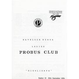 Ladies Probus Club of Havelock North "Highlights" Number 32. 20 September 1993