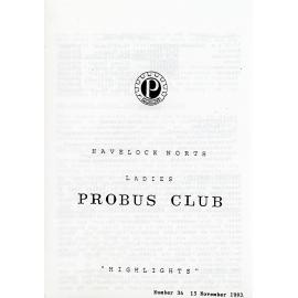 Ladies Probus Club of Havelock North "Highlights" Number 34. 15 November 1993