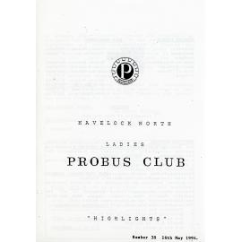 Ladies Probus Club of Havelock North "Highlights" Number 38. 16 May 1994