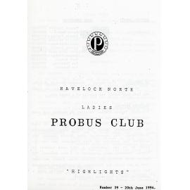 Ladies Probus Club of Havelock North "Highlights" Number 39. 20 June 1994