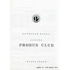 Ladies Probus Club of Havelock North "Highlights" Number 41. 15 August 1994