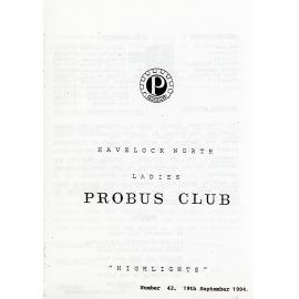 Ladies Probus Club of Havelock North "Highlights" Number 42. 19 September 1994