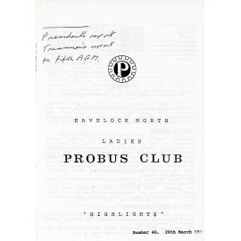 Ladies Probus Club of Havelock North "Highlights" Number 46. 20 March 1995