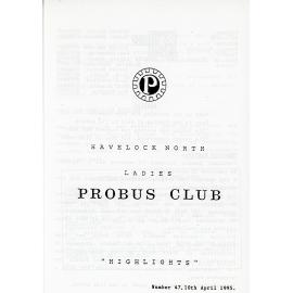 Ladies Probus Club of Havelock North "Highlights" Number 47. 10 April 1995