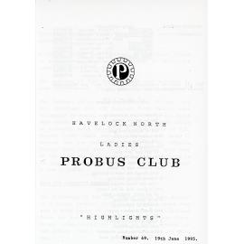 Ladies Probus Club of Havelock North "Highlights" Number 49. 19 June 1995