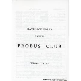 Ladies Probus Club of Havelock North "Highlights" Number 53. 16 October 1995